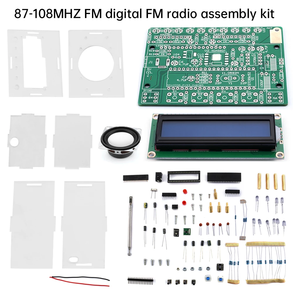 87-108MHZ FM Digital FM Radio montaje Kit de práctica de soldadura RDA5807 pantalla LCD DIY piezas sueltas soldadas