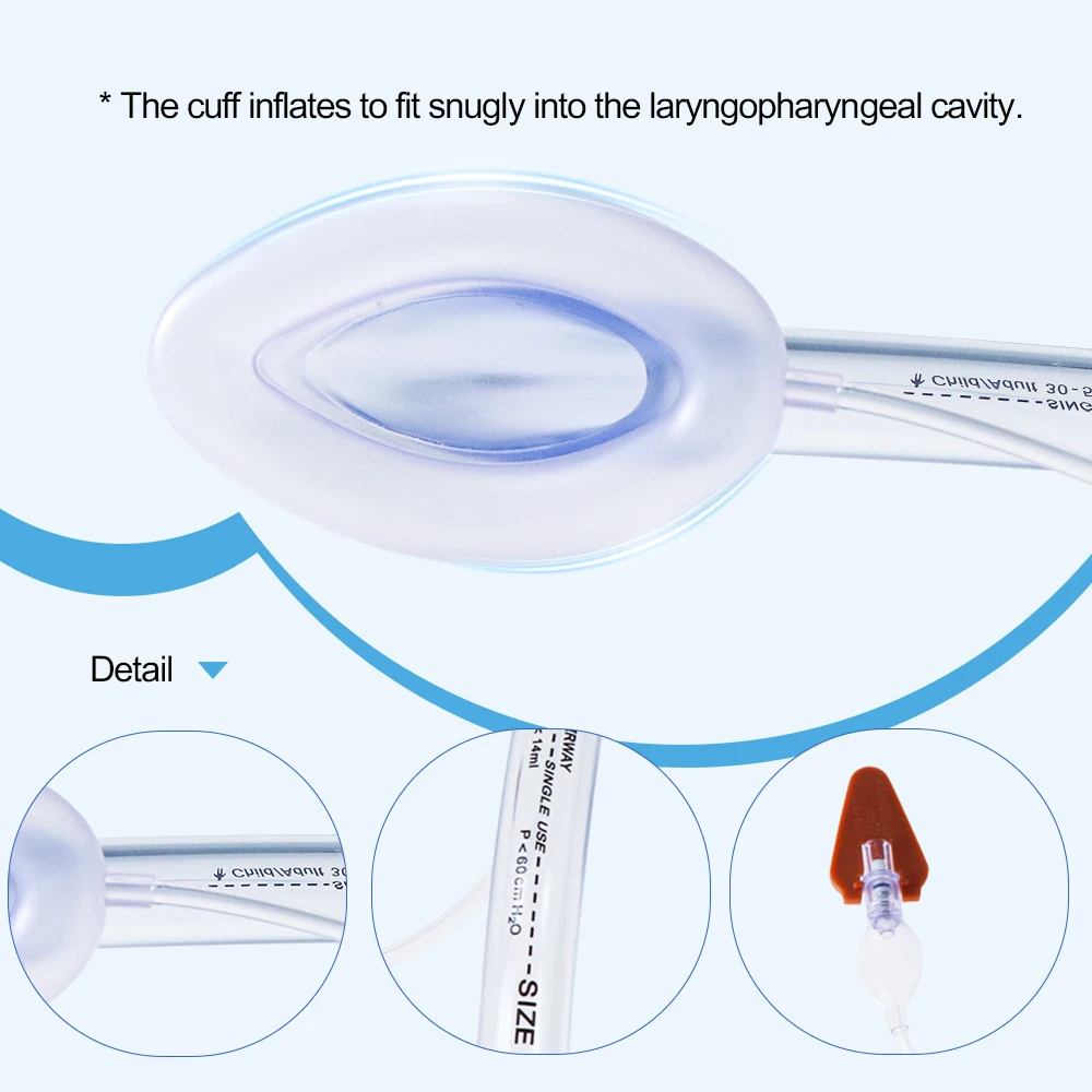 Canack PVC Larynx Airway Mask - Wegwerp LMA Steriel Anesthesie Ademhalingsmasker Zacht kussen Intubatie voor volwassen kind