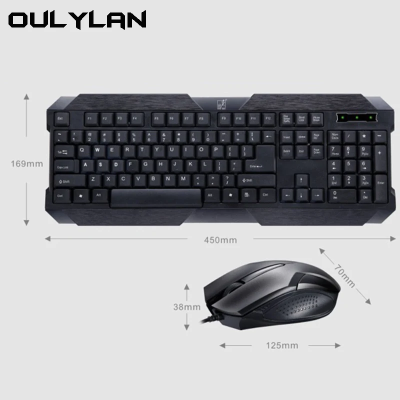 Classic keyboard Wired USB 107 keys Wired mouse Setup Q19 Computer gaming keyboard for home office black keyboard mouse set