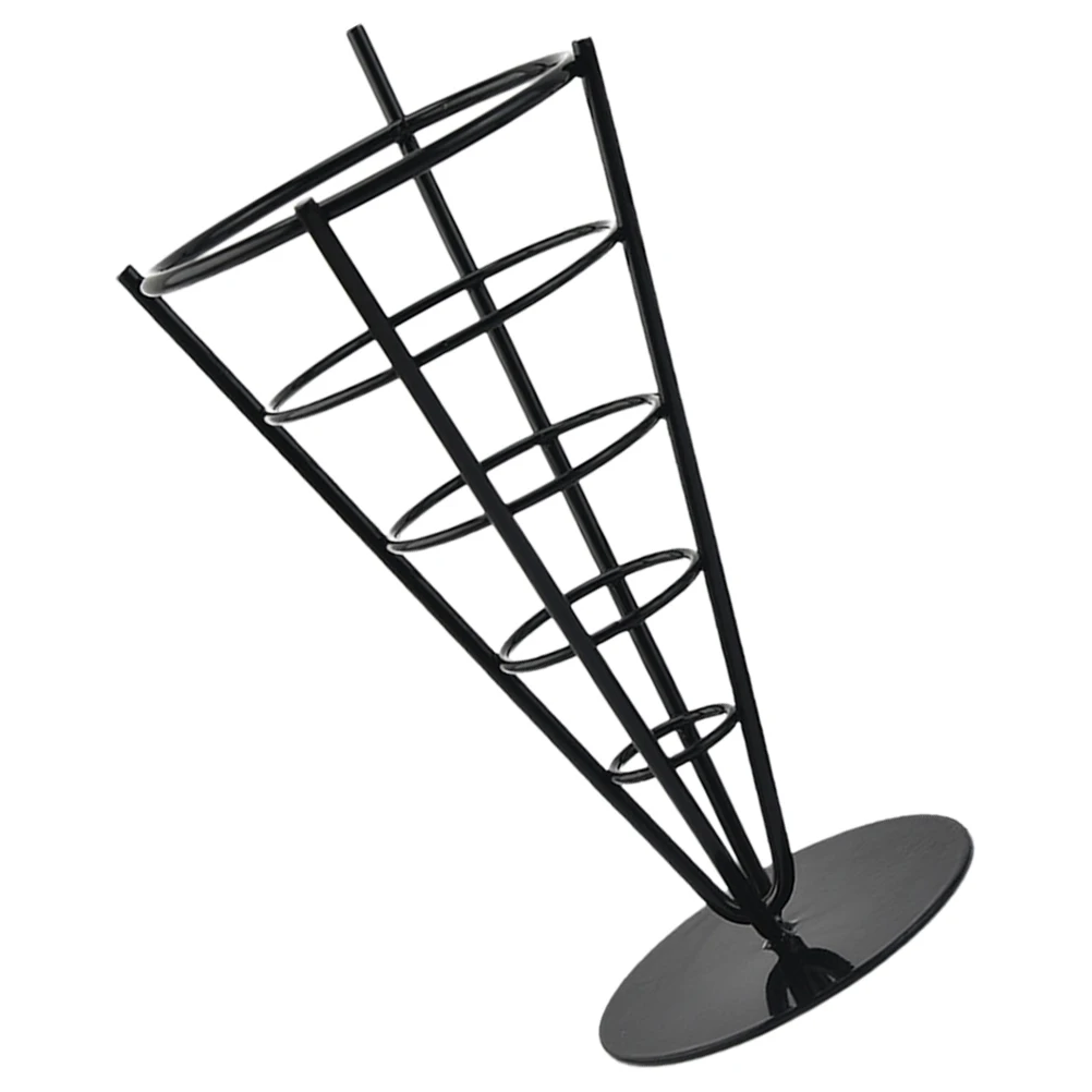 

Snack Rack French Fries Holder Stainless Steel Wrought Iron Fry Basket Dessert Display Treats Cone Stand Black