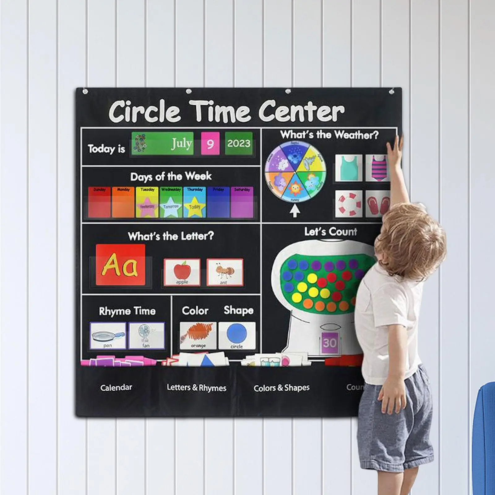 Circle Time Counting Pocket Chart, Contando para ensinar Supp, Color Shape