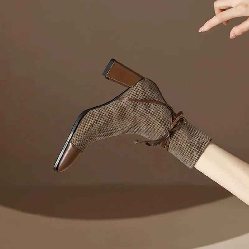 Buty damskie 2023 nowy kwadratowy nosek damskie buty na wysokim obcasie wygodne buty biurowe z grubym obcasem buty damskie mody damskie botki