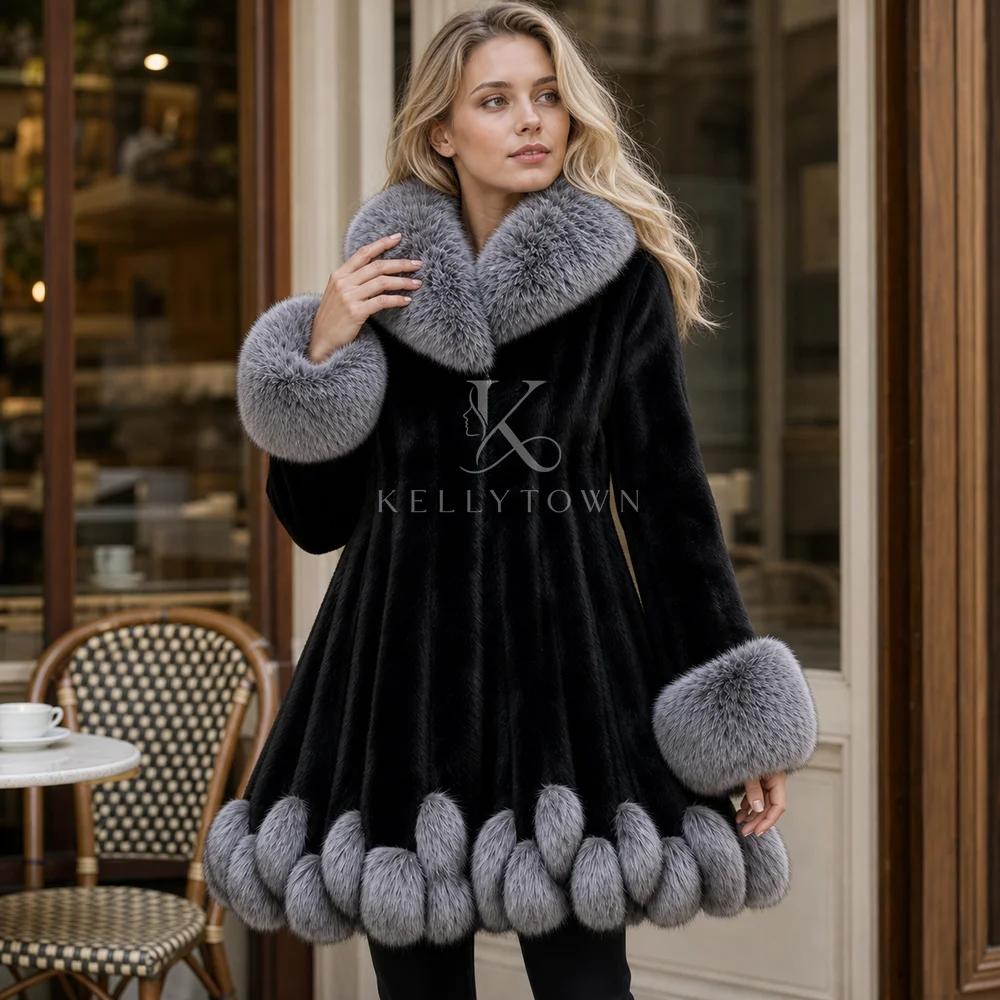 2026 Brand Fashion Faux Fur Hooded Coat Autumn Winter Fur Collar Jacket Coat Luxury Furry Overcoats Girl Stylish Long Outerwear