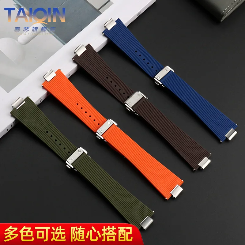 Tali jam tangan silikon 12mm lepas cepat, gelang jam tangan karet Tissot PRX T137.407 T137.410 gesper baja antikarat pria