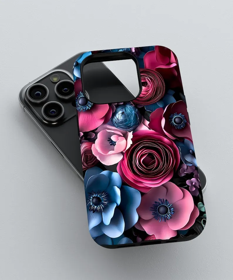 Luxurious Gothic Dark Floral Botanical Phone Case For IPHONE 16 15PRO MAX 14 13 12 11 Acrylic TPU Two in one magnetic Phone Case