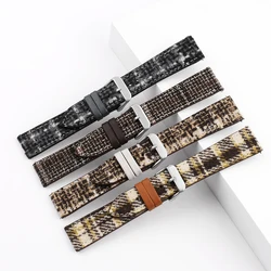 Vintage Woolen Fabric Leather Watch Band 18mm 20mm 22mm Weave Bracelet Quick Release Strap Men Women Wristband Replacement