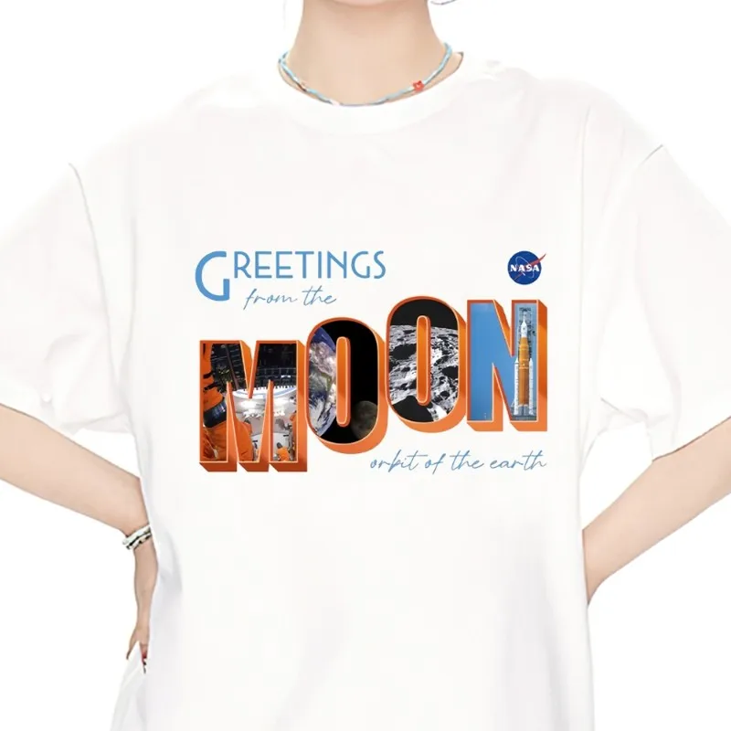 

Greetings From The Moon T Shirt Men Couple Combination Clothes Short Sleeve Collar Fashion Women Cotton