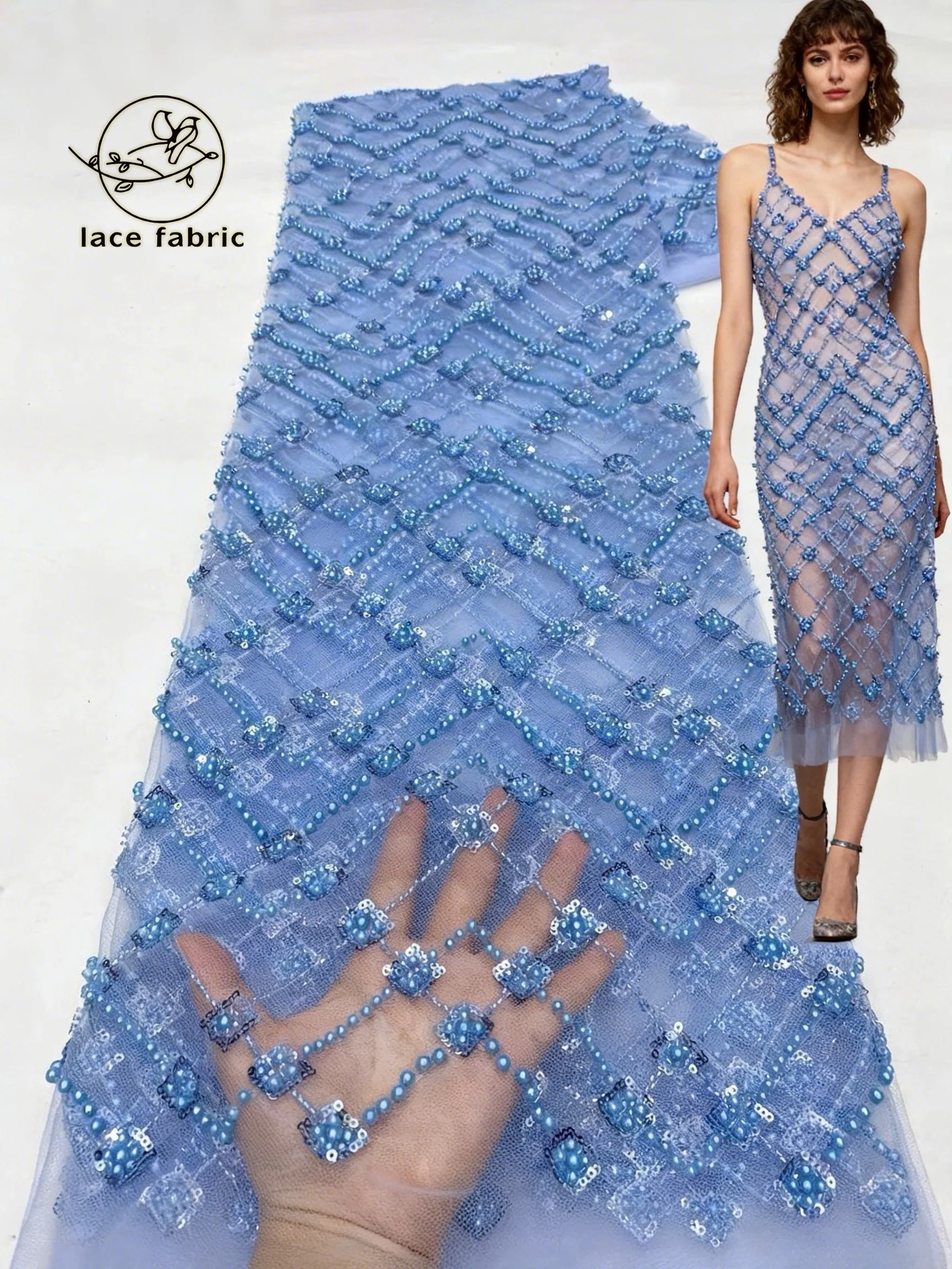 

African Beaded French Luxury Sequins Tulle Lace 2026 High Quality Embroidery Sequins Lace Fabric For Evening Party Women Dress