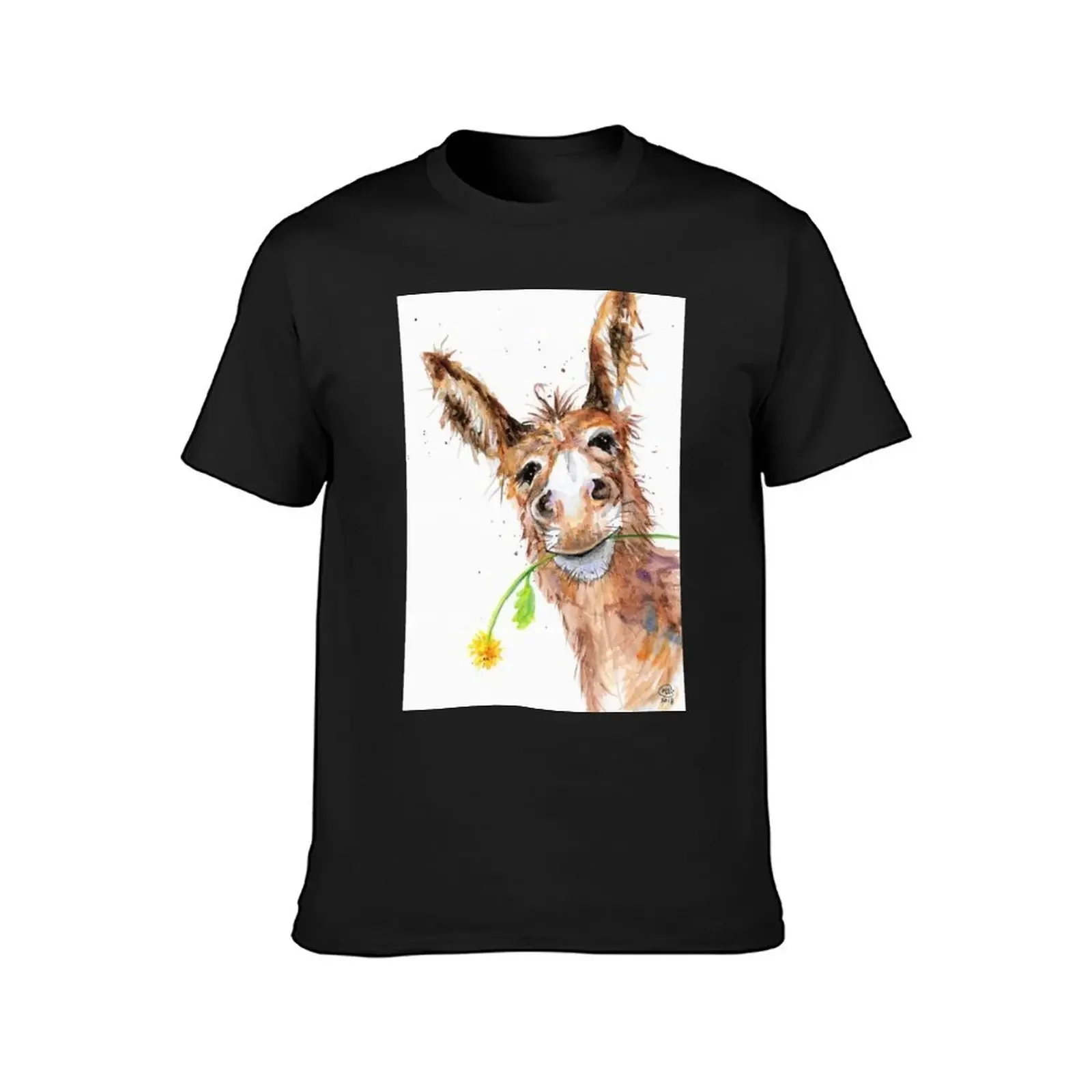 Cute Cheeky Donkey with Flower T-Shirt cotton graphic tees basketball graphic tees men workout shirt