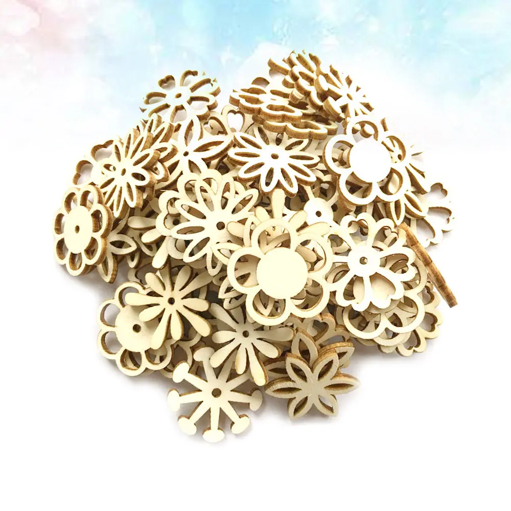 

150 шт. деревянных заготовок в форме цветов, премиум-класса, для поделок и декора, с гладкой поверхностью, креативные украшения ручной работы для праздников и дней рождения