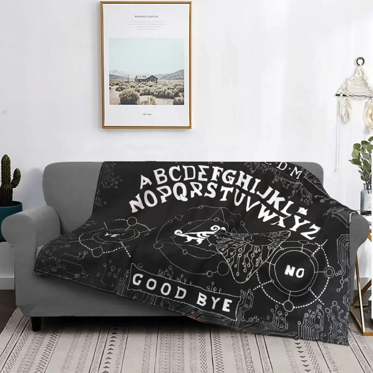 Ouija Board Demon Eye Blanket Cover Mystical Vintage Magic Flannel Throw Blankets Bedroom Sofa Printed Soft Warm Bedspread