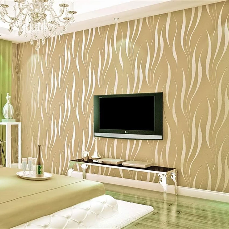 3d Home Wall สติกเกอร์แฟชั่น Ocean Wave Stripe ไม่ทอวอลล์เปเปอร์ห้องนั่งเล่นห้องนอนห้องครัว Wallcovering Wall Decor