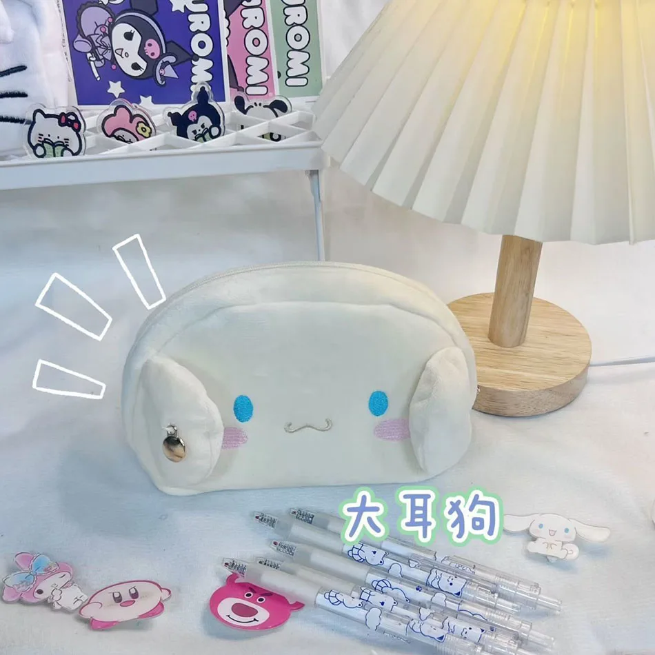 New Cute Cartoon Sanrio Cinnamoroll Pencil Case Plush Good-looking School Supplies Kawaii High-capacity Cosmetic Storage Gifts