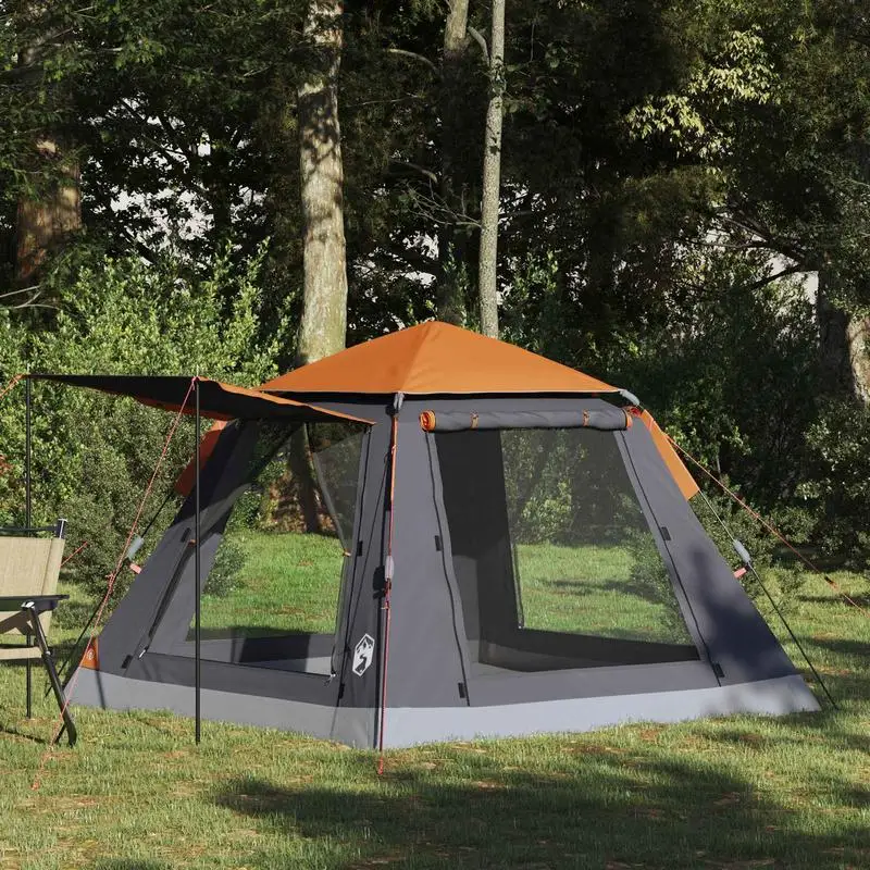 Tente instantanée avec housse de pluie pour 3 personnes, à démontage rapide, portable et facile à installer, offrant une protection contre le soleil et la pluie pour les rassemblements en plein air.