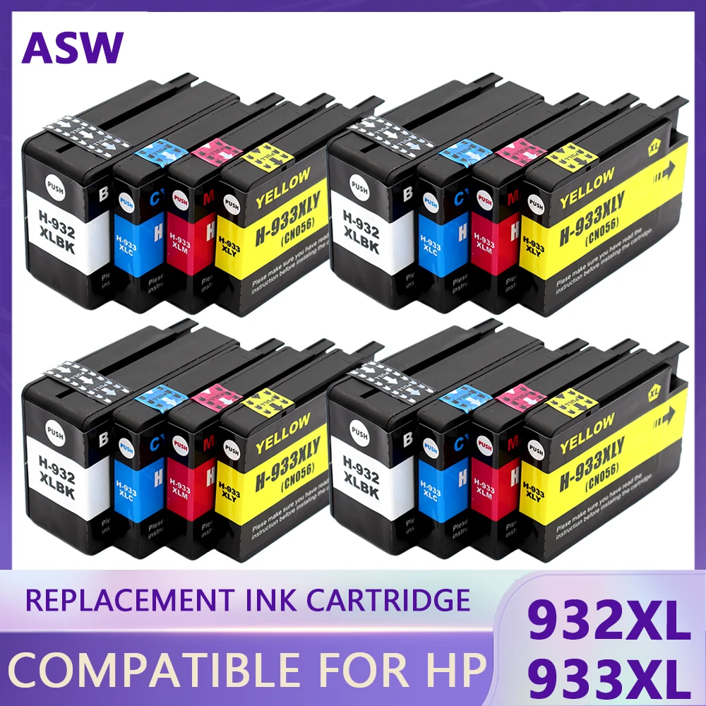 ASW Compatible For HP 932 933 932XL 933XL Ink Cartridge For HP Officejet 7110 6100 6600 7510 7512 7612 7610 7612 Printer