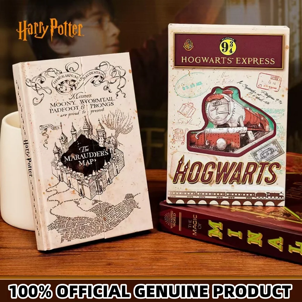 Cuaderno de tapa dura de Harry Potter auténtico, plataforma de mapa de los Marauders de Hogwarts, planificador de la serie 9 3/4, papelería para estudiantes, regalos para niñas