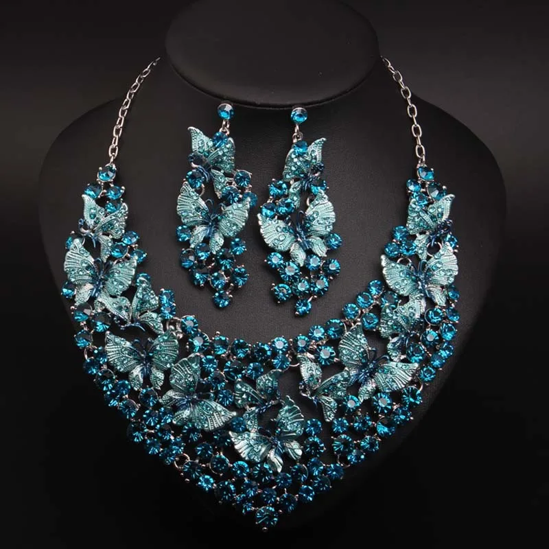 

DIY accessories Cross-border e-commerce, European and American exaggerated butterfly painting oil diamond necklace earrings set