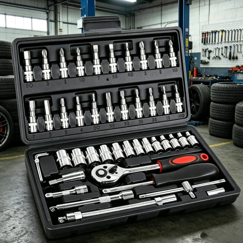 

1 Set of 46-Piece Hardware Tools, Multi-Functional Car Repair Tool Kit, Car Repair Tool Set, Ratchet Wrench Tool Box, Car Maintenance Socket Repair Set