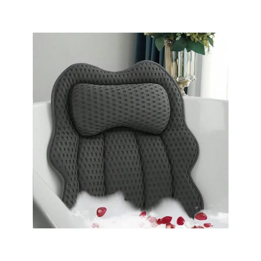 

AWYYBath Pillow For Tub 4D Air Mesh Breathable Fabric Soft Supportive Bathtub Cushion For Head Neck Back Ergonomic Spa Pillow W