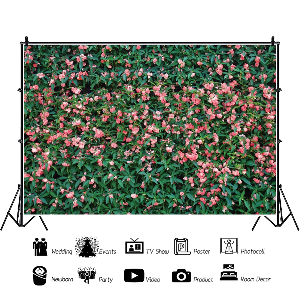 Laeacco الأخضر يترك زهرة التصوير خلفية الربيع طبيعة ديكور الحفلات في الهواء الطلق موضوع الوليد الطفل خلفية Portarait