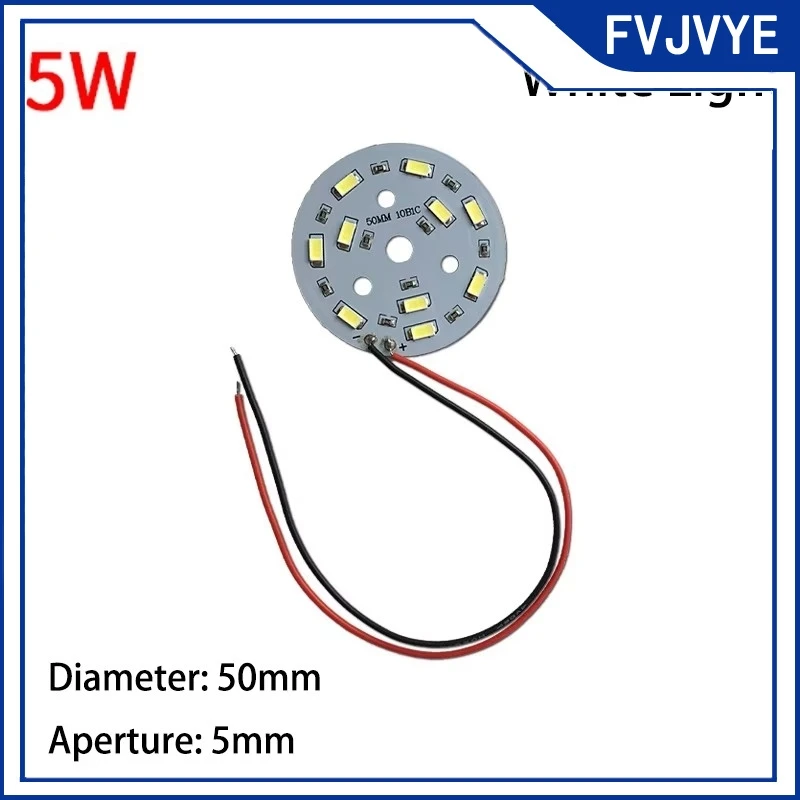 1/2/5pcs 5w Round LED Chip Bead Lights Wire Warm White Lamp 5V Board Bulb Transformation Light Source Dia 50mm .A2