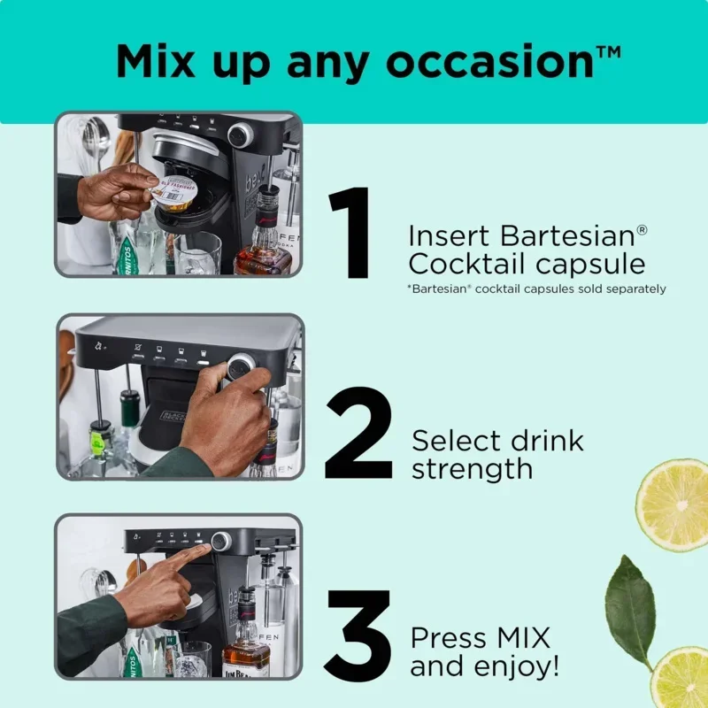 QWQWbev by BLACK DECKER Cocktail Maker Machine and Drink Maker for Bartesian capsules (BEHB101)