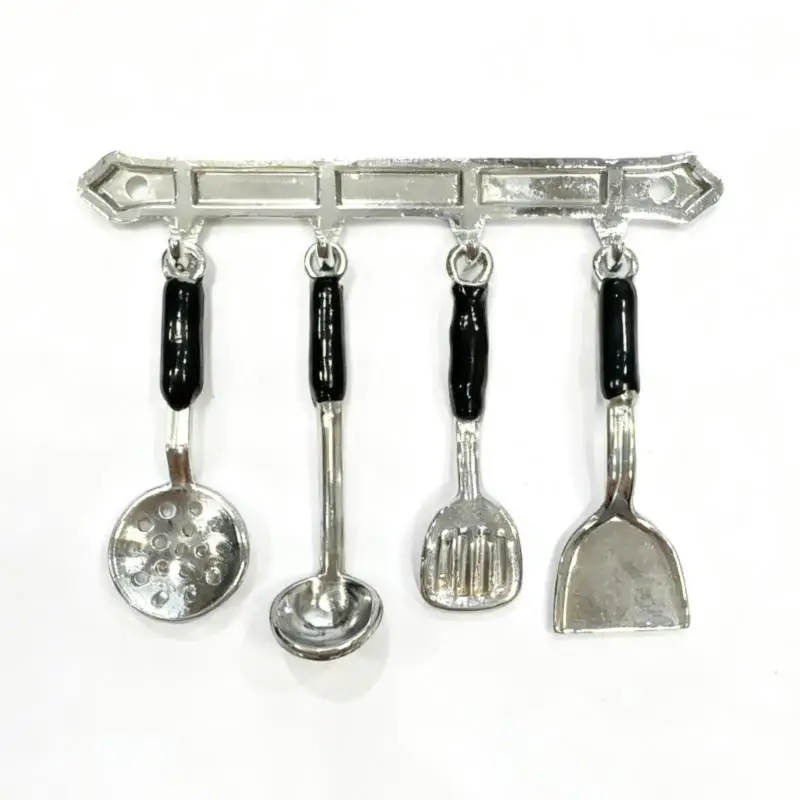 1 conjunto de casa de bonecas em miniatura vertical pendurado espátula colher de sopa funil ferramentas de cozinha para decoração de casa de boneca crianças fingir jogar brinquedos