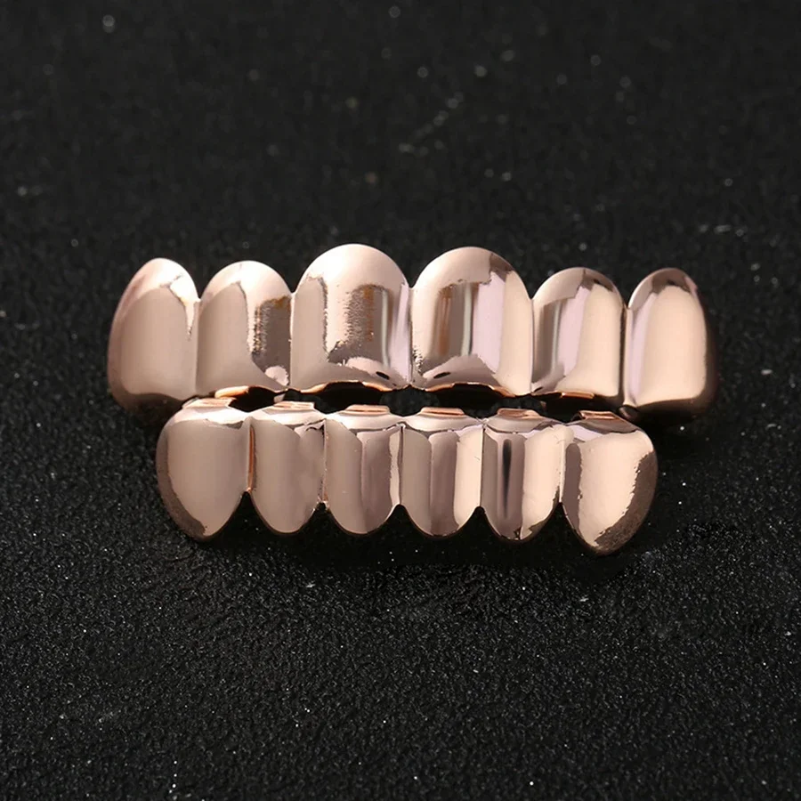 الموضة الكلاسيكية 6/6 الأسنان Grillz الهيب هوب 14K مطلية بالذهب الأسنان قبعات ديكور الأقواس شوايات الأسنان للنساء الرجال المجوهرات #5