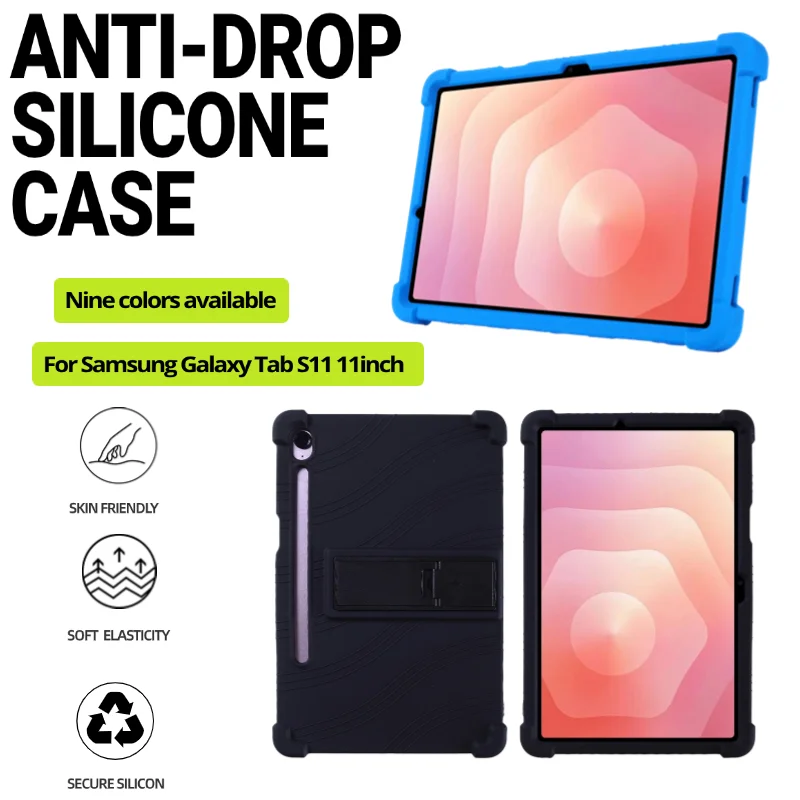 

Для Samsung Galaxy Tab S11 11-дюймовый противоударный чехол, мягкий силиконовый защитный чехол-подставка для моделей SM-X736 SM-X730