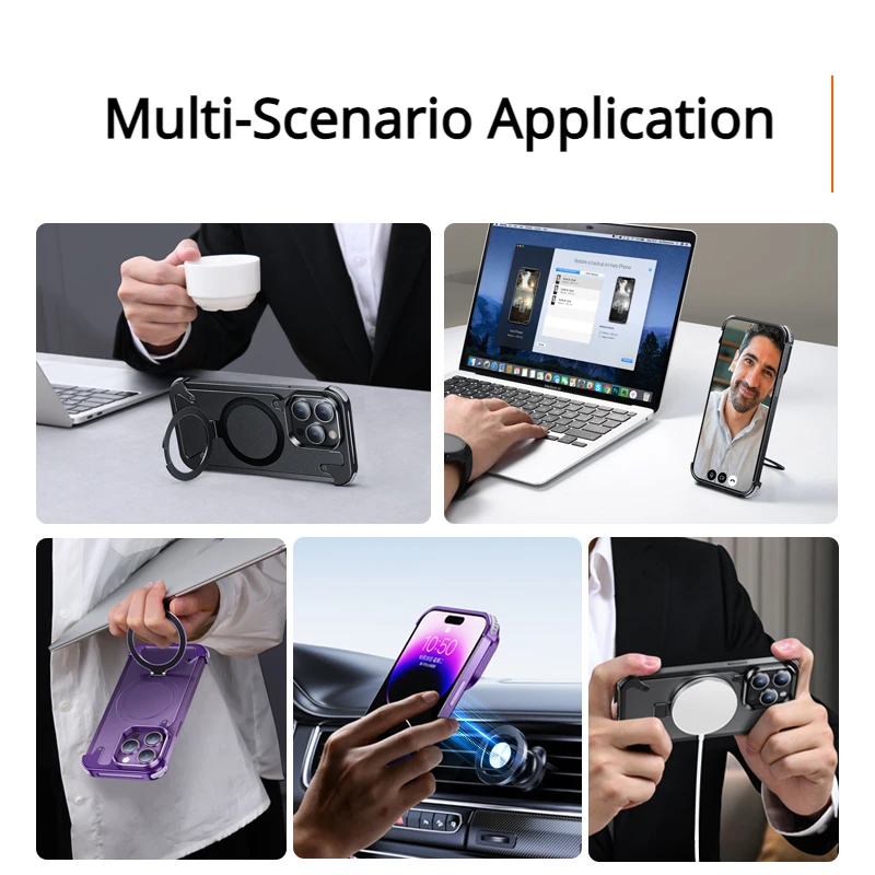 2024 Phone Case with Finger Ring Holder Anti-Collision Light Weight Phone Cover Metal Bumper for iPhone 15/plus/pro/ pro max