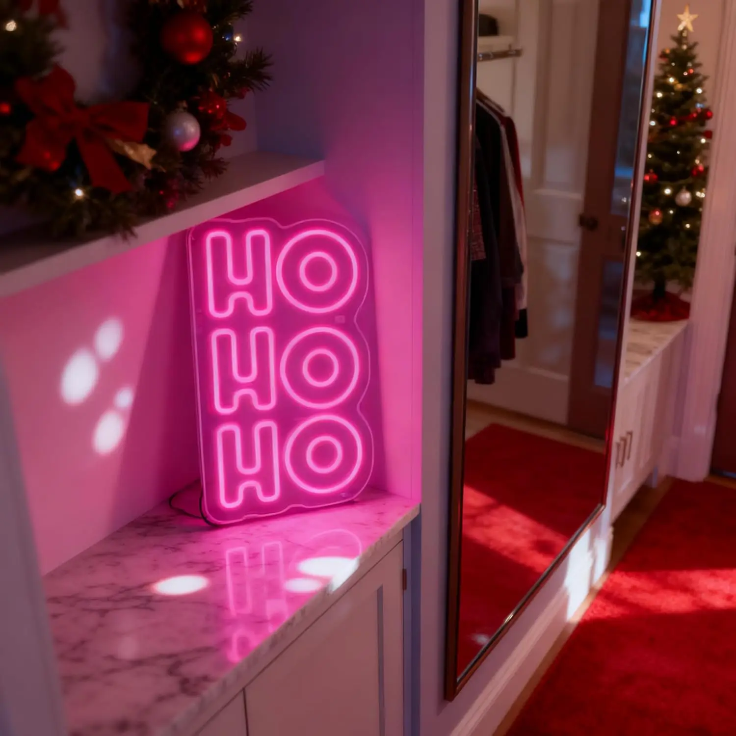 HoHo عيد الميلاد النيون تسجيل USB عكس الضوء LED ضوء النيون لغرفة النوم النوم حفلة بار صالون نادي السنة الجديدة ديكور المنزل هدية عيد الميلاد