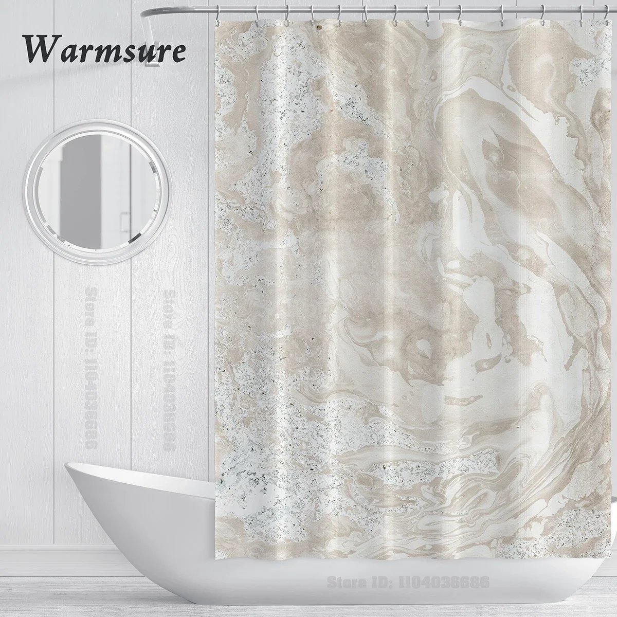 Marble Shower Curtain Waterproof Shower Curtain for Bathroom Decor Printed Washable Shower Curtain with Hooks