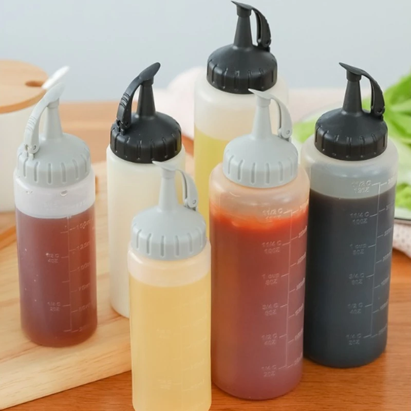 Hot 175/350ML Large Squeeze Bottle Condiment Bottles with Nozzles Ketchup BBQ Sauces Oil Bottle Dispenser Squeeze Sauce Bottles