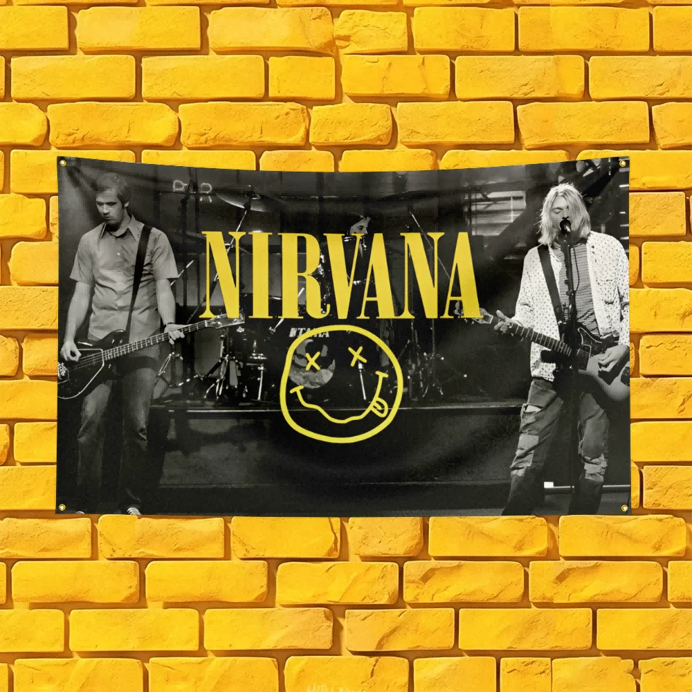 Nirvana Tribute Music Flag 3x5 FT Polyester Decorative Banner For Home Bar Music Room Gift