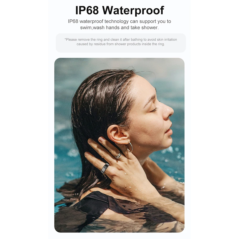 

R02 Smart Ring Health Tracker 5.0 Bluetooth-Compatible Heart Rate Tracker IP68 & 5ATM Waterproof Wearable for Android for IOS