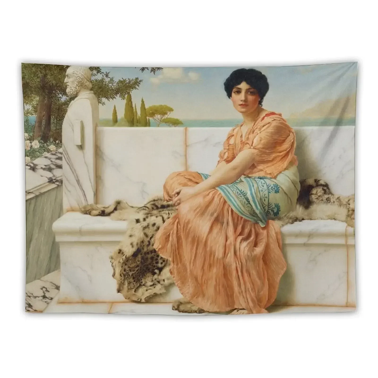 

In the Days of Sappho by John William Godward (1904) Tapestry Aesthetic Home Decor Home Decorating Wall Carpet Tapestry