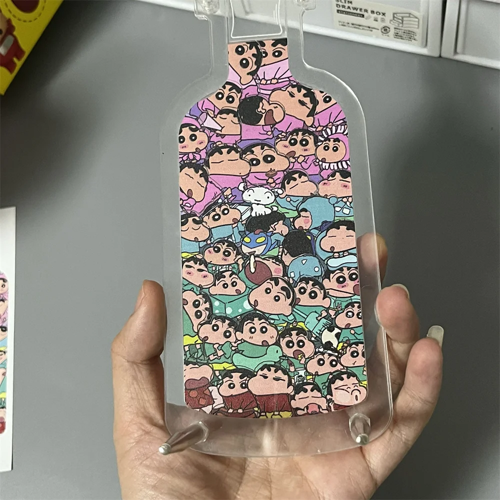 Anime Crayon Shin chan Acrylic Puzzle Kawaii Cartoon Shaped Transparent Puzzle Bottle Desktop Decoration Kids Toys Girls Gifts