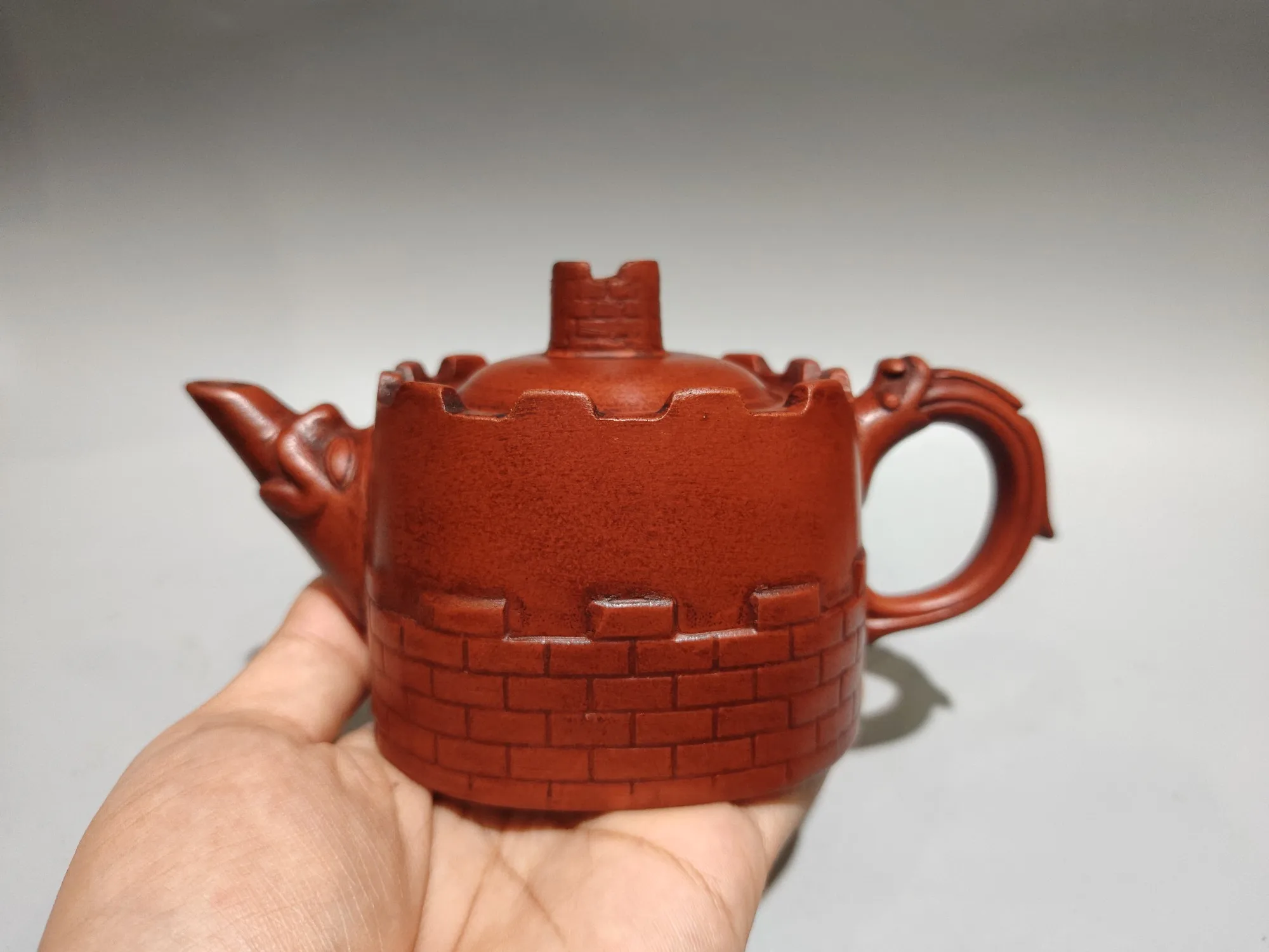 Yixing Purple Clay Pot Four sided Dragon Pot Great Wall patterned teapot Teapot Kettle Amass wealth Ornaments