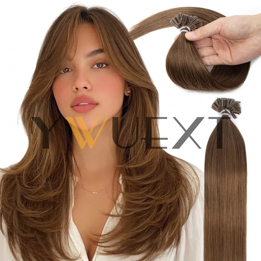 U Tip Hair Extensions Human Hair 30-50G Pre Bonded Hot Fusion Nail Tip Balayage Natural Silky Straight Extensions 12-20 Inch