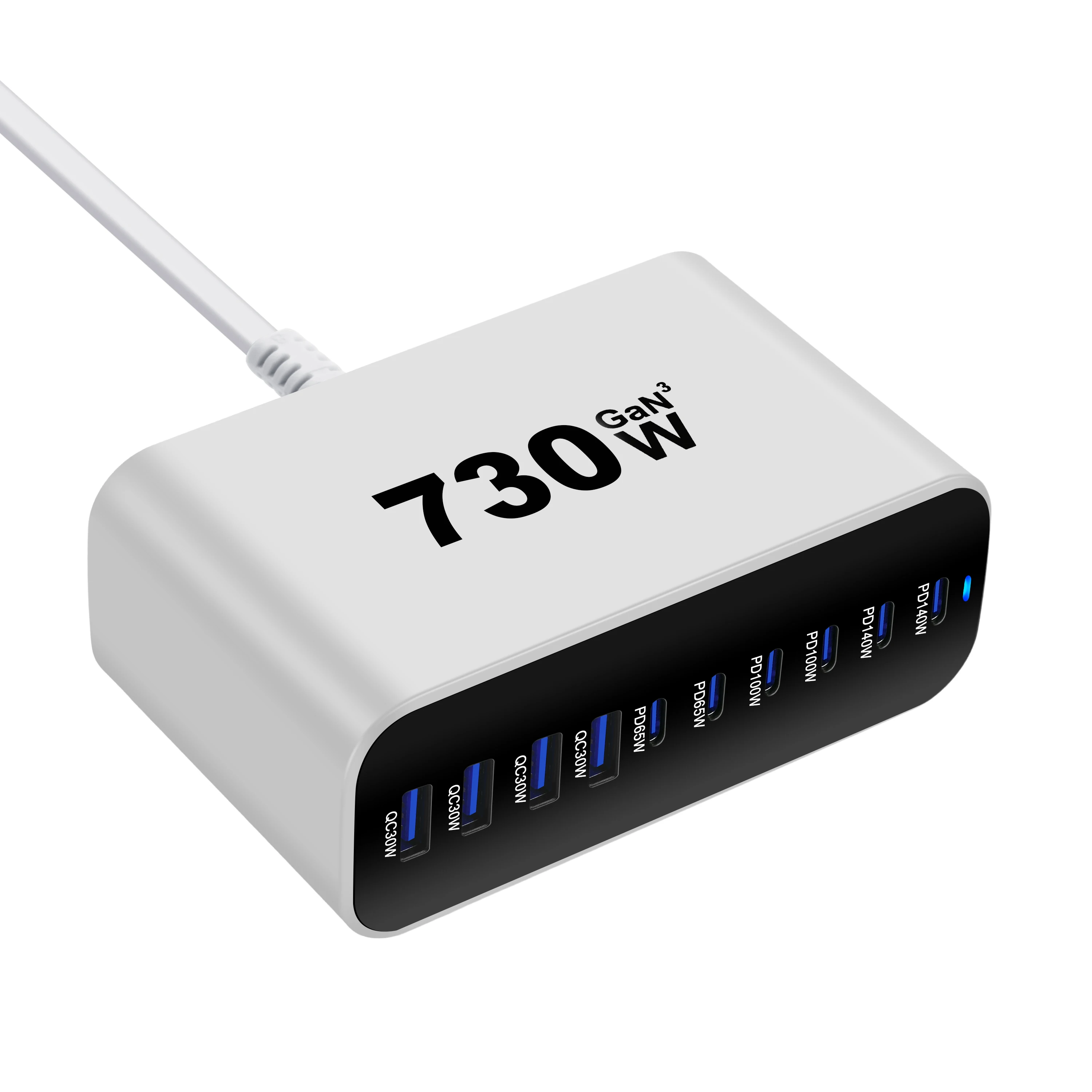 

730W 10-port GaN Desktop Mobile Phone Chargers Type-c and Usb 5A Induction Cell Portable Charger For iPhone 17 16 15 pro Max