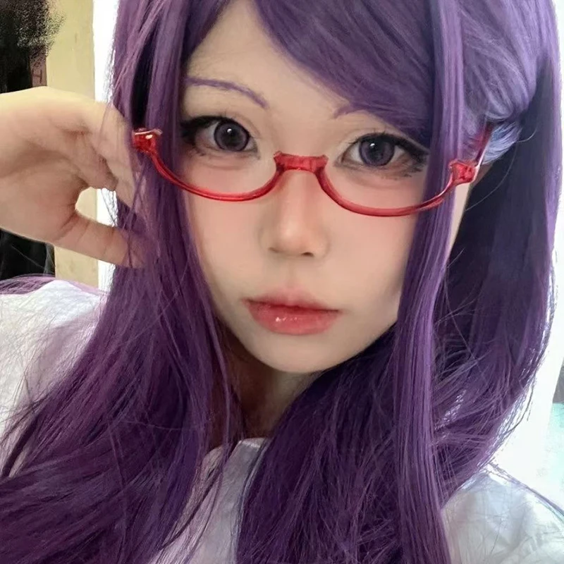 Anime Charakter Kamishiro Rize Cosplay rote Brille Akemi Homura Rollenspiel Halb rahmen Brille ohne Linse Zubehör Brillen