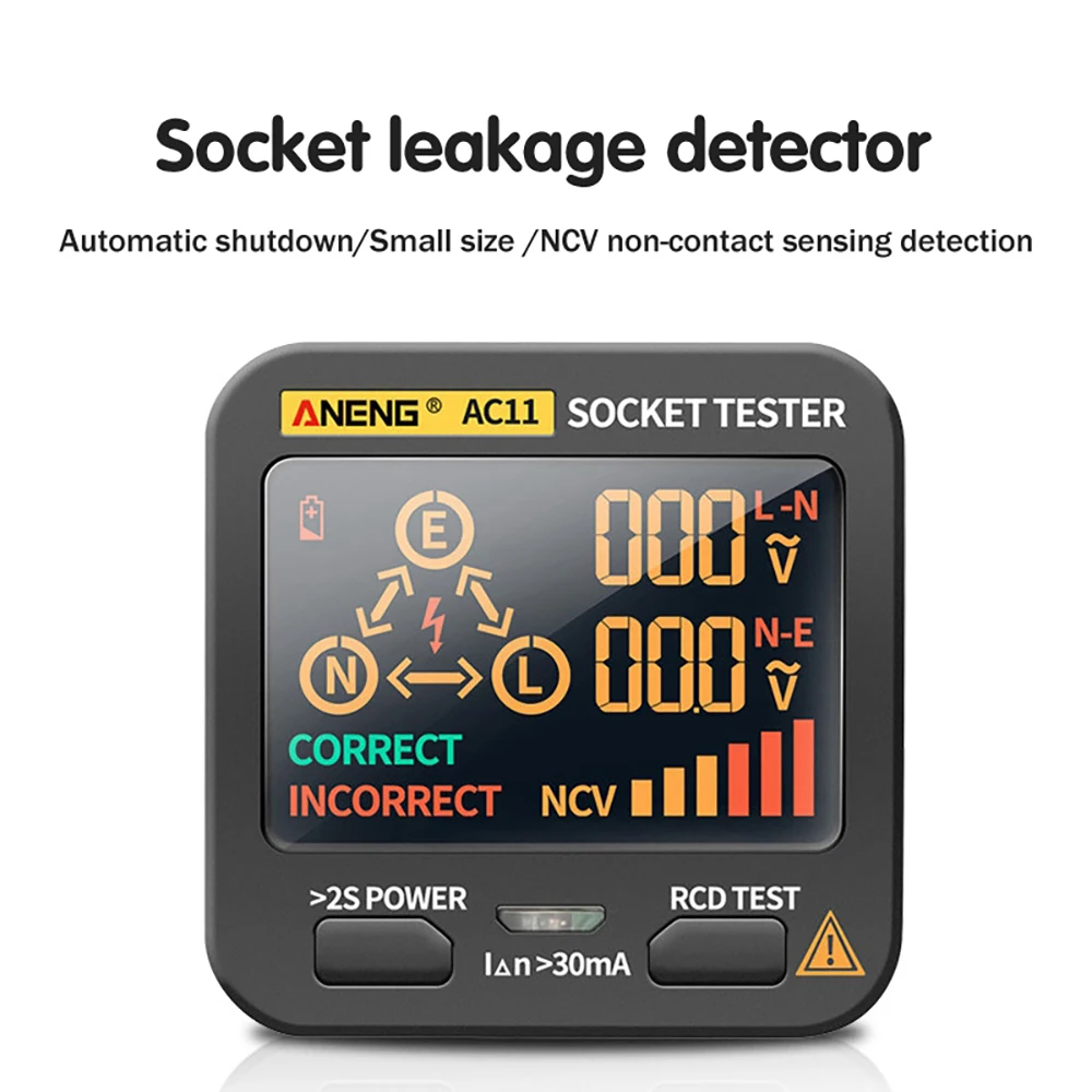 AC11 Digital Socket Leakage Tester NCV Non-contact Induction Detection Voltage Test Socket Detector 0.1V-250V