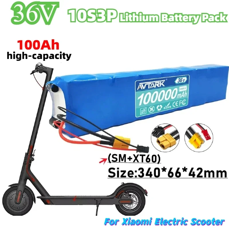 

Newly upgraded 10S3P 36V electric scooter 100000mAh ultra long endurance lithium battery pack with XT60+DC plug combinations