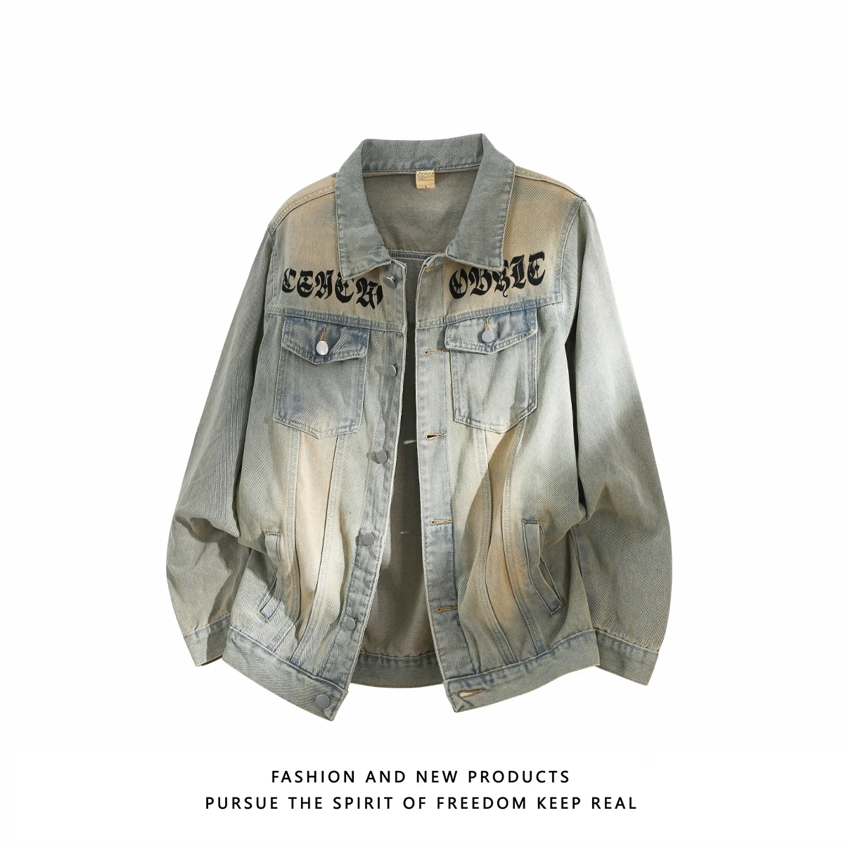 

Ретро джинсовая куртка унисекс свободного кроя для пар, молодежная, весенне-осенняя, повседневная, с длинными рукавами