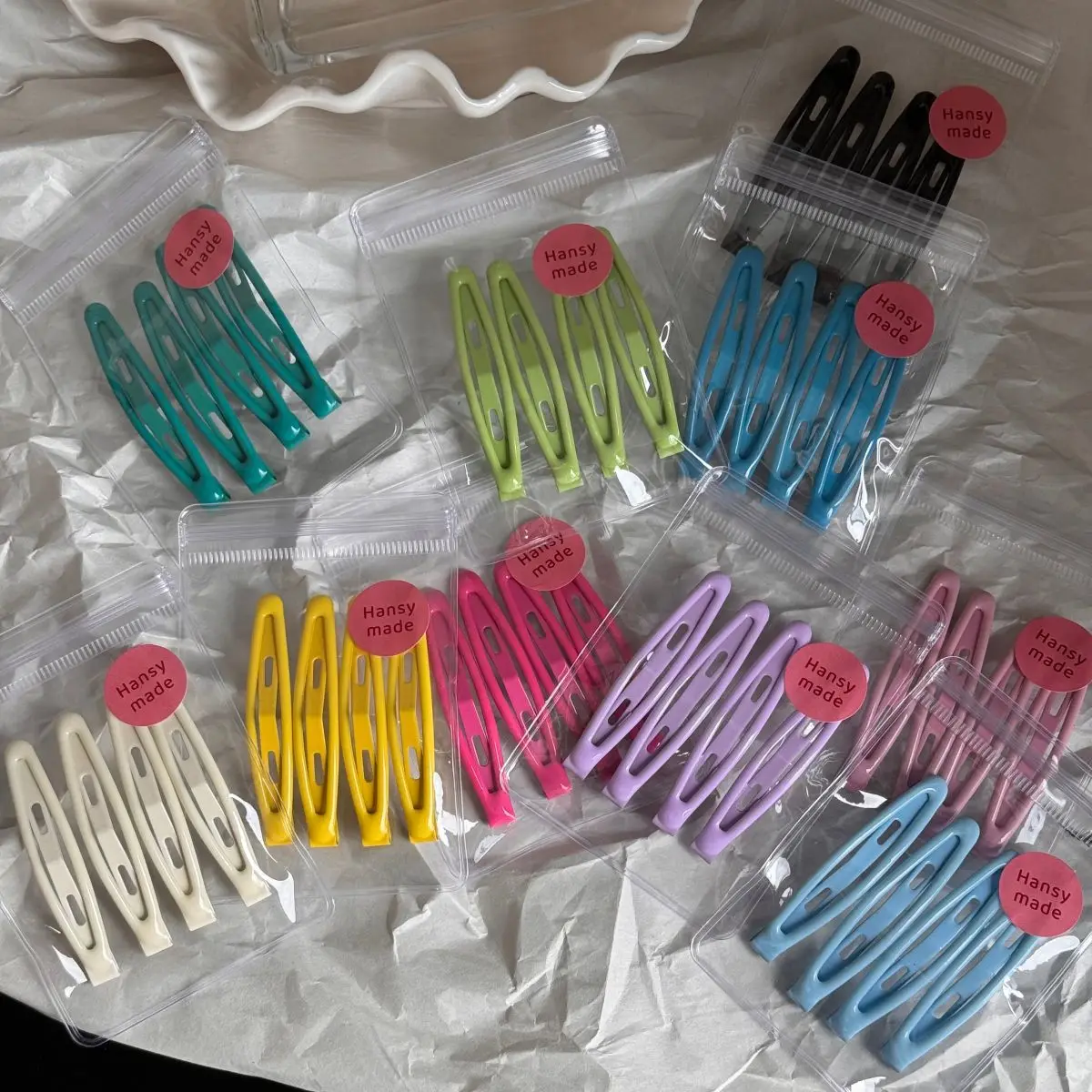 4Pcs Metal Hair Clips Basic Colorful Snap Clips for Women Girls Essentials Set For Bangs Flyaway Washing Face & Makeup Accessory