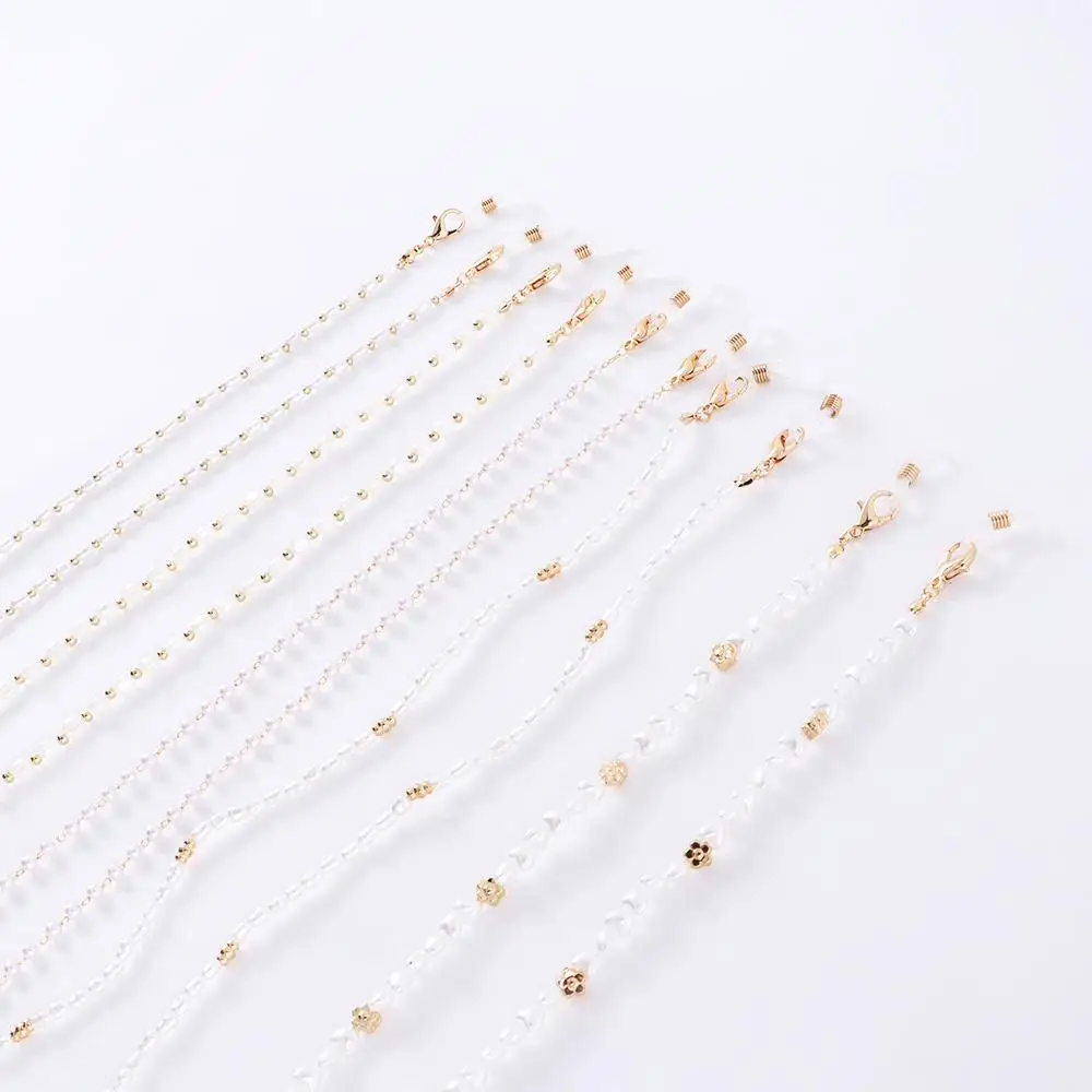 موضة الرقبة الأشرطة مكافحة خسر للنساء المعادن الرجال اللؤلؤ سلسلة نظارات مقاطع نظارات القراءة سلسلة قناع الوجه قلادة