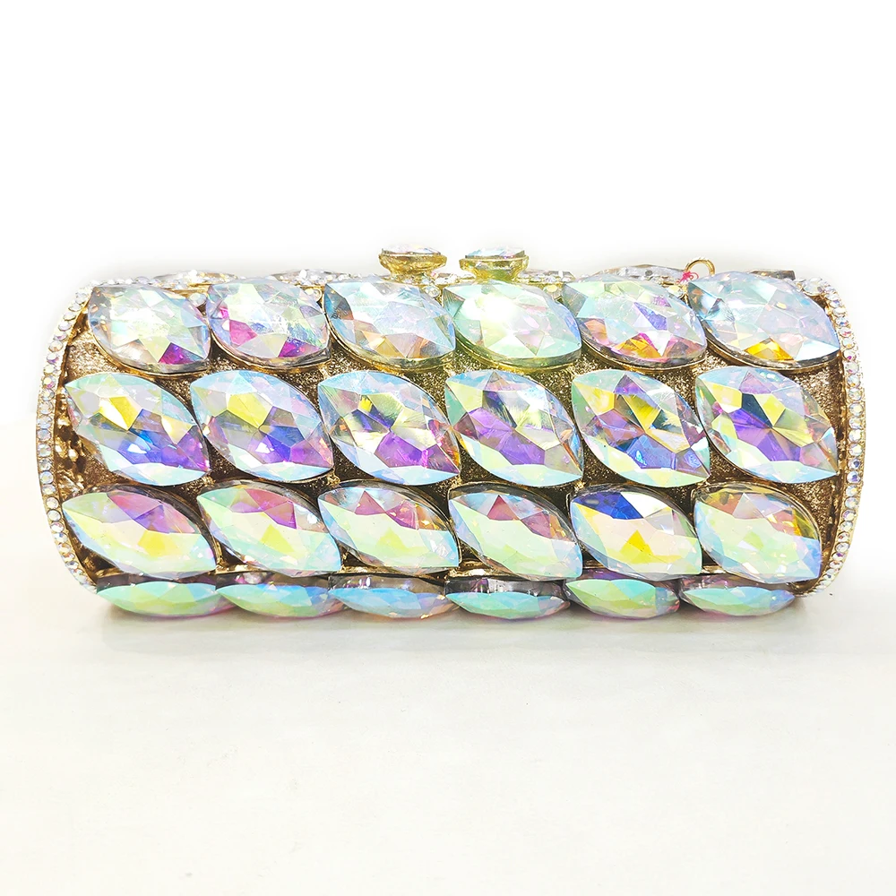 

Large Stone Women Rhinestone Evening Bag Silver/Gold Wedding Bridal Clutches Crystal Purses Diamond Hard Metal Handbags Clutch