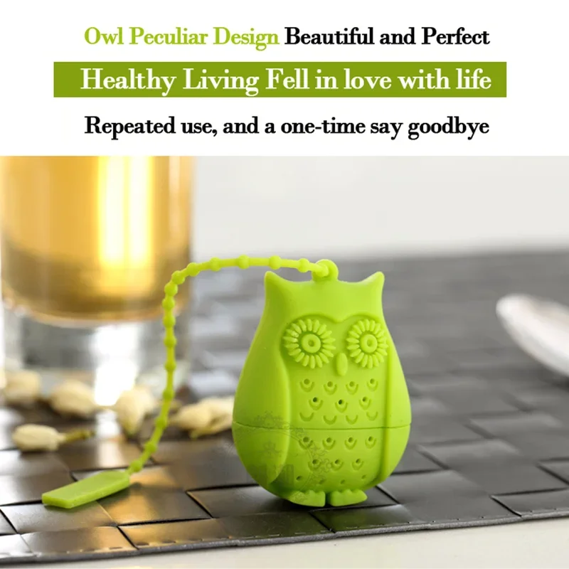 

Hot Sale Owl Tea Bags Tea Strainers Silicone Teaspoon Filter Infuser Silica Gel Filtration coffee tea infuser