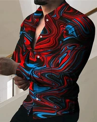 Hawaiian Shirts Floral 3d Printed Shirts Men Fashion Shirt Long Sleeve Casual Beach Blouse Lapel Blouse Men's Clothing