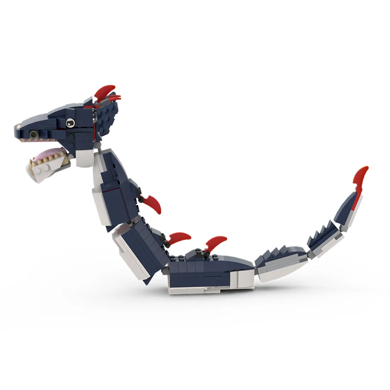 MOC Ozean-Tier Hai Tiefsee-Monster Meeresschlange Doppelköpfiger Baustein-Set Modell DIY Kinder-Montage-Spielzeug Geburtstagsgeschenk – Detail 5